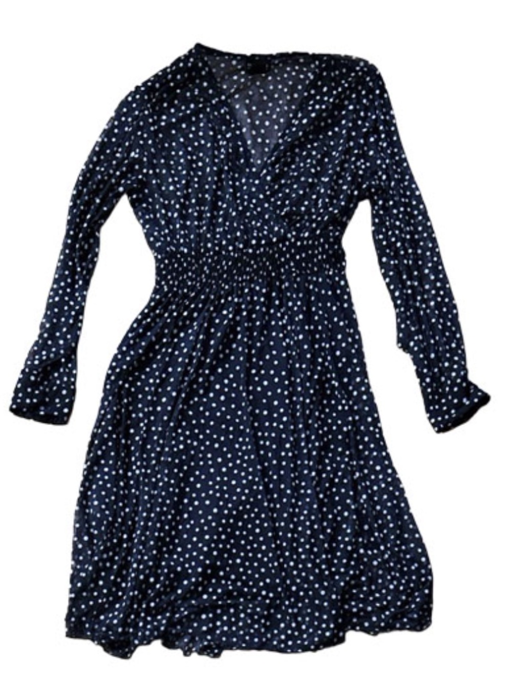 EN FOCUS: DARK BLUE WHITE POLKA DOT DRESS
